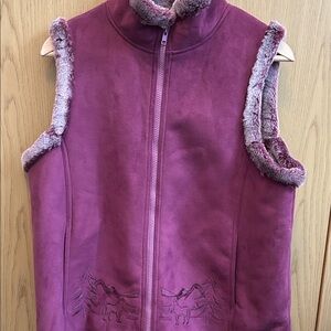 Vintage Suede /  Faux Fur Shearling Zip Vest